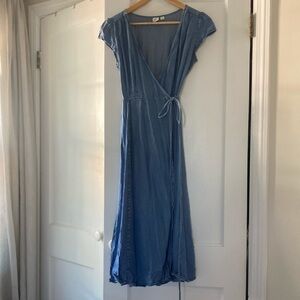 GAP Light Blue Midi Wrap Dress